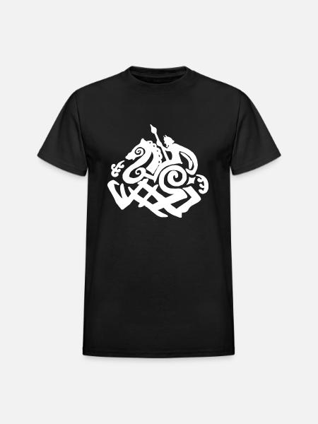 Odin And Sleipnir - Heavyweight Unisex T-Shirt by Gildan - black
