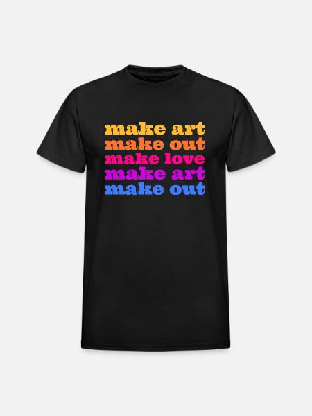 Make Art Make Love - Heavyweight Unisex T-Shirt by Gildan - black
