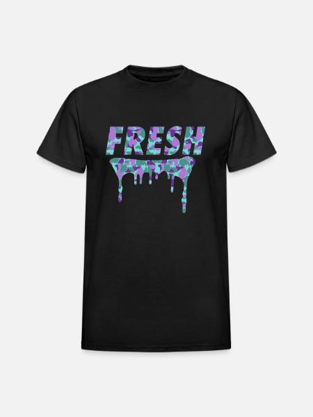 Fresh Purple Camo Drips - Heavyweight Unisex T-Shirt by Gildan - black