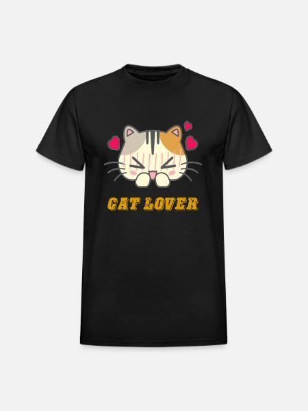 Lovely Cat Face - Heavyweight Unisex T-Shirt by Gildan - black