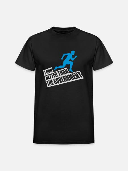 run better than government - Heavyweight Unisex T-Shirt by Gildan - black