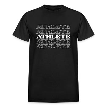 Athlete Competitor Player Sportsman Sportswoman - Heavyweight Unisex T-Shirt by Gildan - black - Front - AI Model Female 172 light (172cm) & AI Model Male 178 light (178cm)