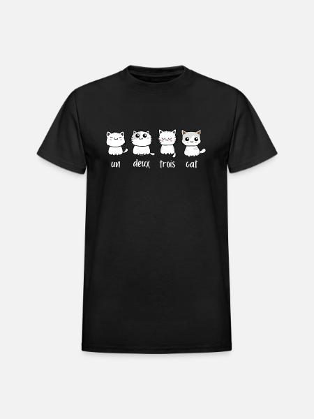 Un Deux Trois Cat - Heavyweight Unisex T-Shirt by Gildan - black