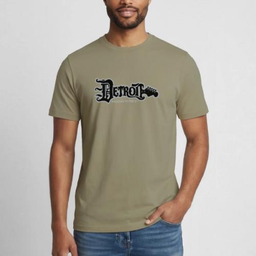 DETROIT GUITAR WTTD BLK SLR REG FONT - Heavyweight Unisex T-Shirt by Gildan