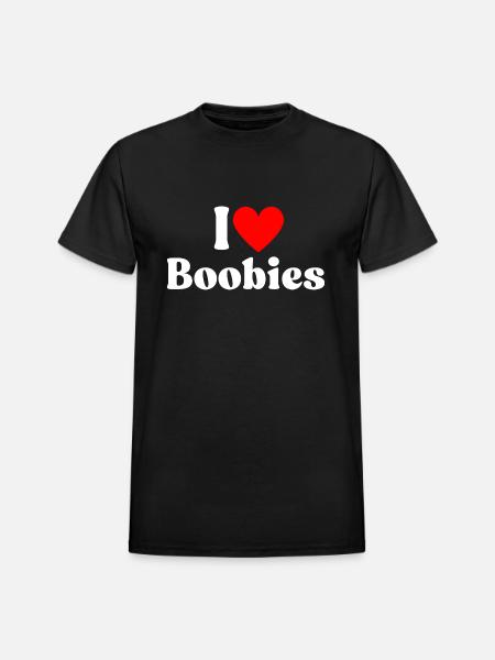 I Love Boobies I Heart Boobies - Heavyweight Unisex T-Shirt by Gildan - black