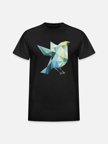 Polygonal Bird - Heavyweight Unisex T-Shirt by Gildan - black