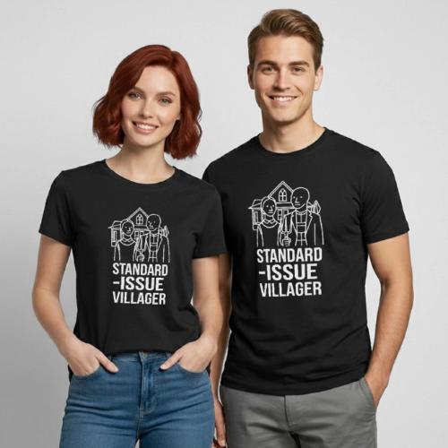 Standard-Issue Villagers (White on Color) - Heavyweight Unisex T-Shirt by Gildan