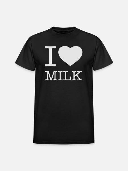 I LOVE MILK - Heavyweight Unisex T-Shirt by Gildan - black