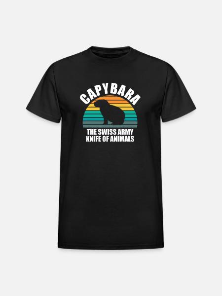 Capybara zoo animal design - Heavyweight Unisex T-Shirt by Gildan - black