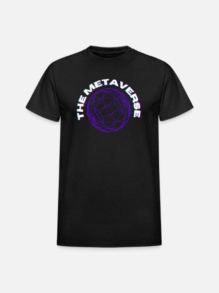 Metaverse Globe Neon Print - Heavyweight Unisex T-Shirt by Gildan - black