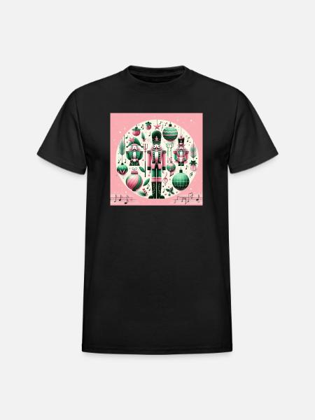 Pastel Nutcracker Holiday Medley - Heavyweight Unisex T-Shirt by Gildan - black