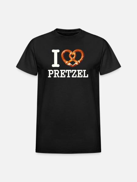 I Heart Pretzel - Heavyweight Unisex T-Shirt by Gildan - black