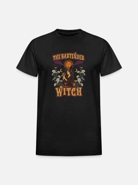 Bartender Mixologist The Bartender Witch - Heavyweight Unisex T-Shirt by Gildan - black