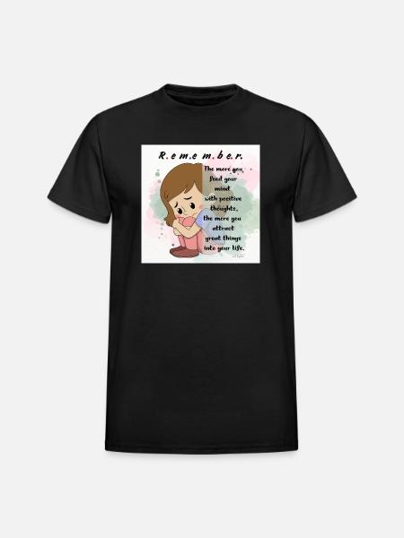 Positive Mindfulness Inspirational Design - Heavyweight Unisex T-Shirt by Gildan - black