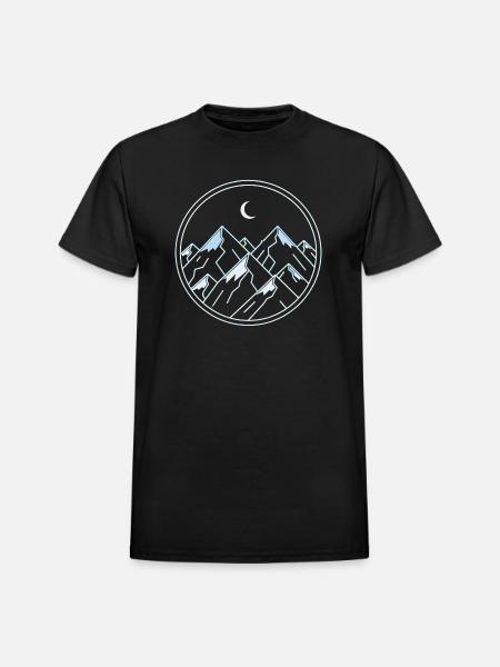 Moonlit Ice Alpine Peak - Heavyweight Unisex T-Shirt by Gildan - black