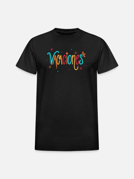 Vacaciones Rainbow Handletter - Heavyweight Unisex T-Shirt by Gildan - black