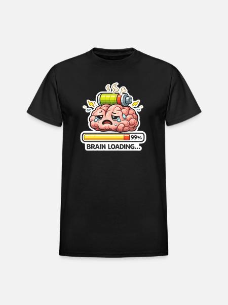 Brain Battery Loading - Heavyweight Unisex T-Shirt by Gildan - black