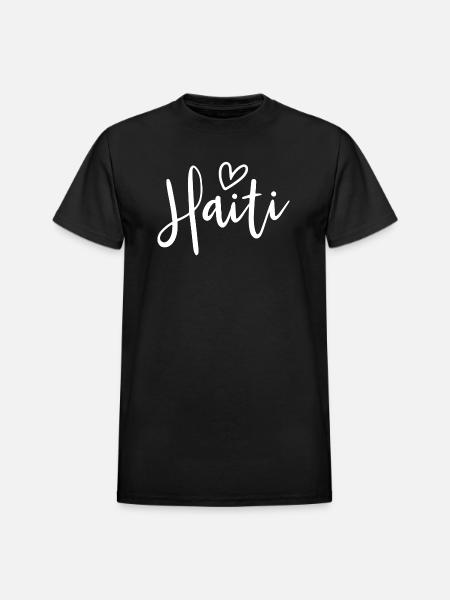 Haiti Heart Women's Love Haiti - Heavyweight Unisex T-Shirt by Gildan - black