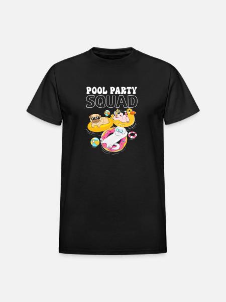 Kids Pool Party Squad Animals Birthday - Heavyweight Unisex T-Shirt by Gildan - black