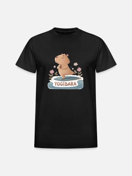 Capybara Yogi - Heavyweight Unisex T-Shirt by Gildan - black
