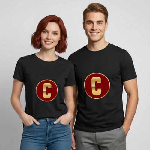 Letter C – Capital Varsity Alphabet Monogram - Heavyweight Unisex T-Shirt by Gildan