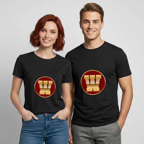 Letter W – Capital Varsity Alphabet Monogram - Heavyweight Unisex T-Shirt by Gildan