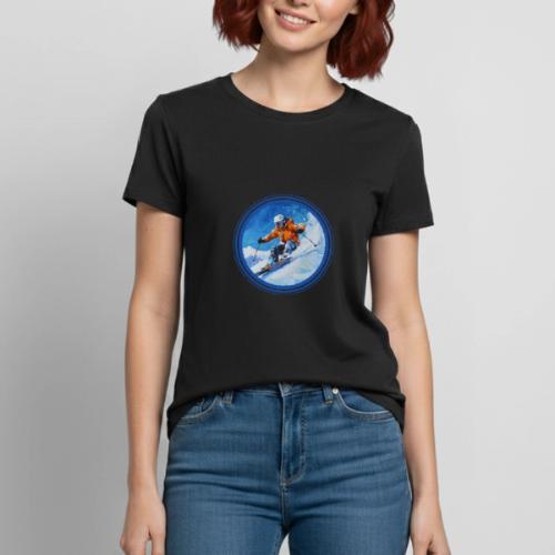 Skiing: On the Edge - Heavyweight Unisex T-Shirt by Gildan