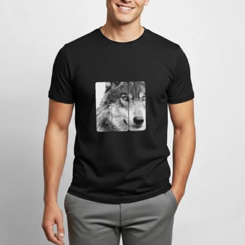 Wolf Face Triptych: Silent Alpha - Heavyweight Unisex T-Shirt by Gildan