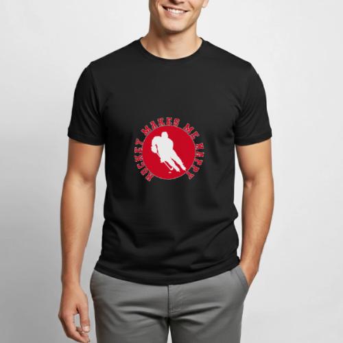 Hockey Makes Me Happy – Ice Hockey Fan Emblem - Heavyweight Unisex T-Shirt by Gildan