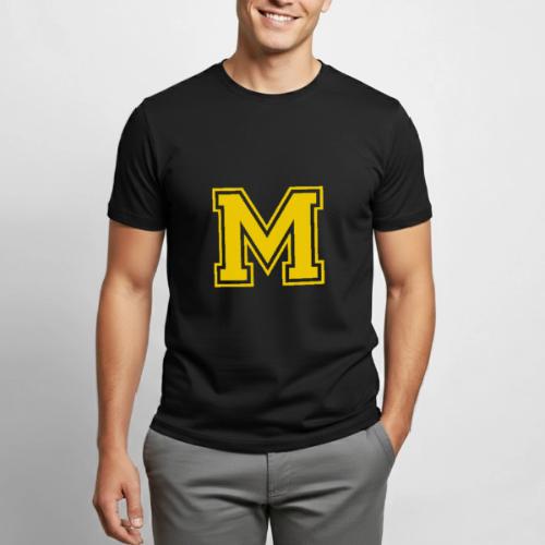 Letter M – Capital Athletic Alphabet Monogram - Heavyweight Unisex T-Shirt by Gildan