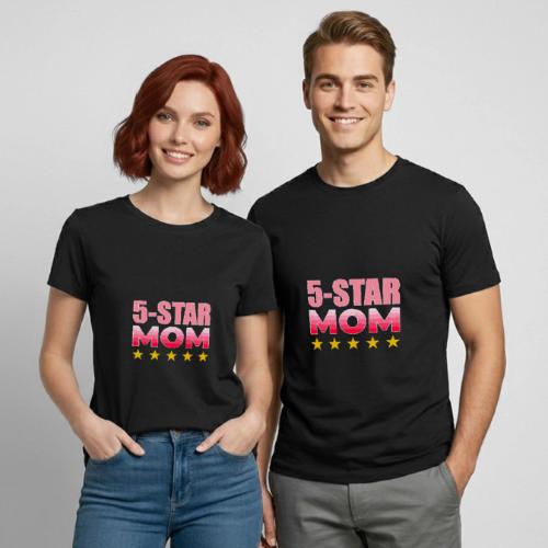 Five Stars Mom - Heavyweight Unisex T-Shirt by Gildan
