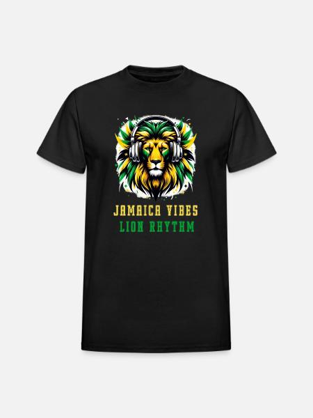 Jamaica lion reggae design - Heavyweight Unisex T-Shirt by Gildan - black