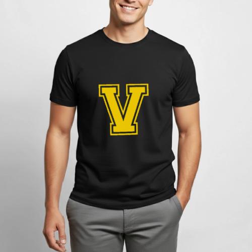 Letter V – Capital Athletic Alphabet Monogram - Heavyweight Unisex T-Shirt by Gildan