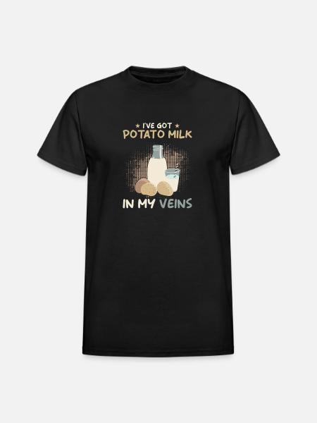 Potato Milk Saying - Heavyweight Unisex T-Shirt by Gildan - black