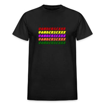 Club Vandersexxx - Heavyweight Unisex T-Shirt by Gildan - black - Front - AI Model Female 172 light (172cm) & AI Model Male 178 light (178cm)