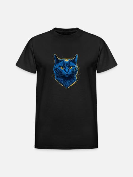 British Blue cat - Heavyweight Unisex T-Shirt by Gildan - black