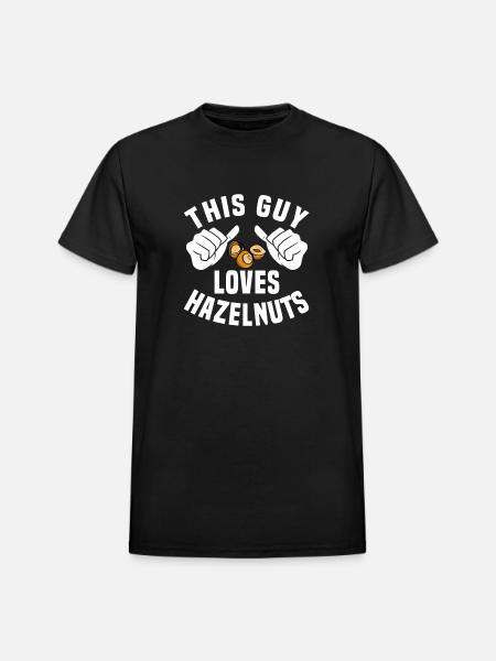 This Guy Loves Hazelnuts - Heavyweight Unisex T-Shirt by Gildan - black