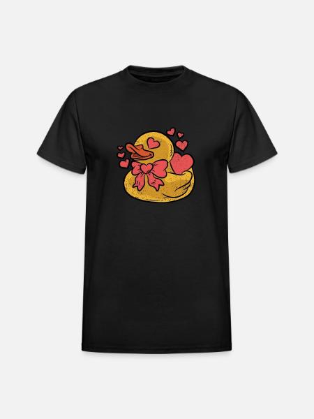 RUBBER DUCKY IN LOVE - Heavyweight Unisex T-Shirt by Gildan - black