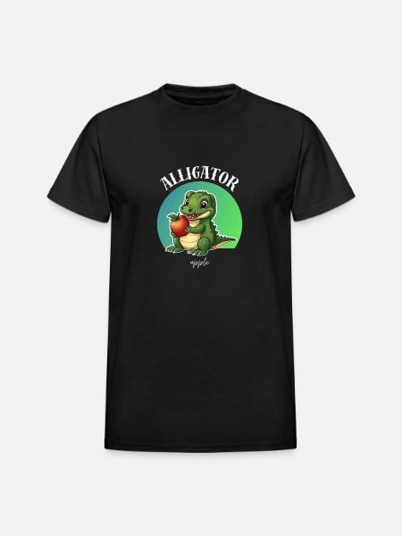 Alligator Apple Cute - Heavyweight Unisex T-Shirt by Gildan - black