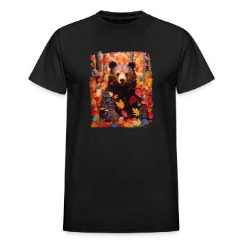 Season Fashion Clothes Premium - Heavyweight Unisex T-Shirt by Gildan - black - Front - AI Model Female 172 light (172cm) & AI Model Male 178 light (178cm)