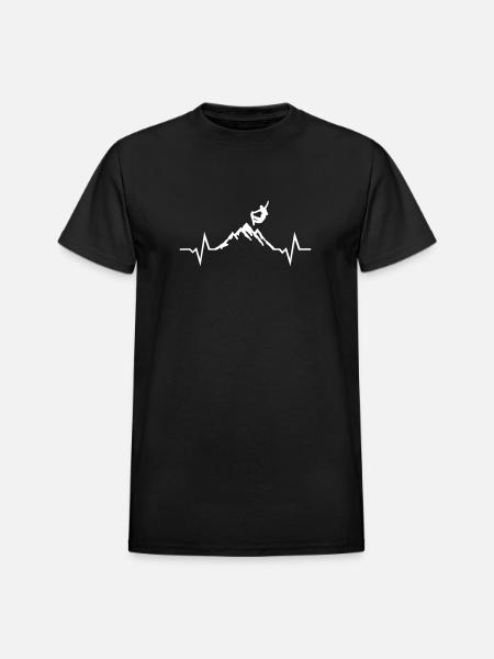 Snowboarding - Snowboarder, Mountain & ECG - Heavyweight Unisex T-Shirt by Gildan - black
