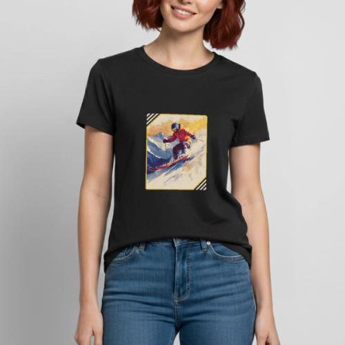 Skiing Through Snow Dreams - Heavyweight Unisex T-Shirt by Gildan