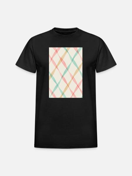 Pastel Diagonal Plaid - Heavyweight Unisex T-Shirt by Gildan - black
