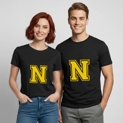 Letter N – Capital Athletic Alphabet Monogram - Heavyweight Unisex T-Shirt by Gildan