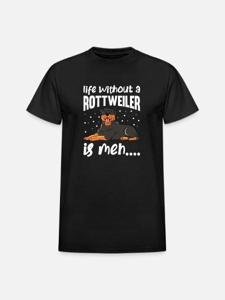 Life Without Rottweiler Is Meh - Heavyweight Unisex T-Shirt by Gildan - black