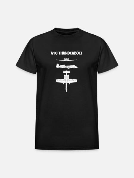 A-10 Thunderbolt Blueprint Art - Heavyweight Unisex T-Shirt by Gildan - black