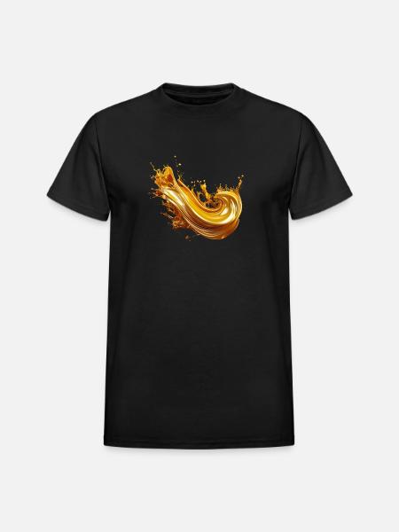 Golden Liquid Splash Art - Heavyweight Unisex T-Shirt by Gildan - black