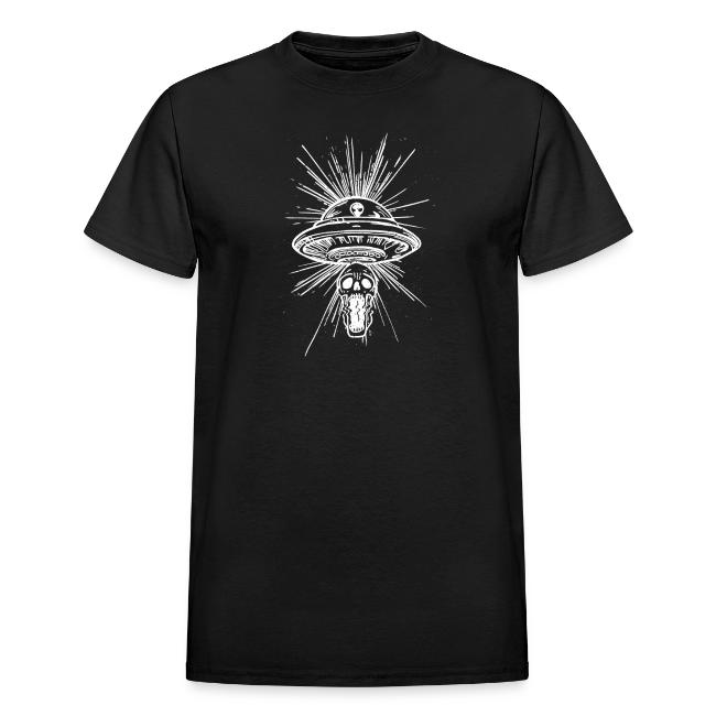 Warped Skull UFO Abduction - White Ink