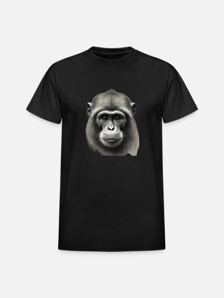 Chimp in Charcoal 4 - Heavyweight Unisex T-Shirt by Gildan - black
