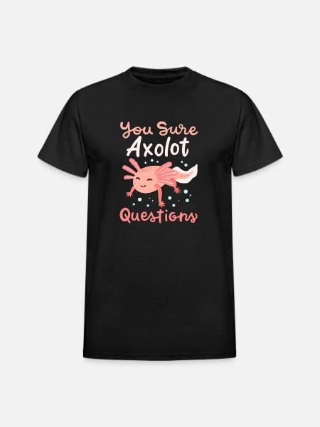 Axolotl Mexican Salamander Kawaii - Heavyweight Unisex T-Shirt by Gildan - black